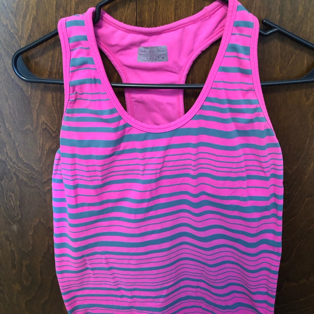 Athleta pink with grey stripes top